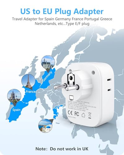 LENCENT Germany France Travel Power Adapter, PD 45W USB C Fast Charger - style: Type E/F-45W-Germany