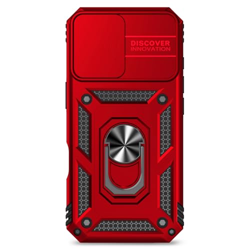 for iPhone 17 Case, with Slide Camera Cover HD Screen Protector [Military Grade 16ft. Drop Tested] Ring Holder Kickstand Protective Phone Case for Apple iPhone 17, Red - color: Red w/ Slide Camera 2nd gen. Military Grade