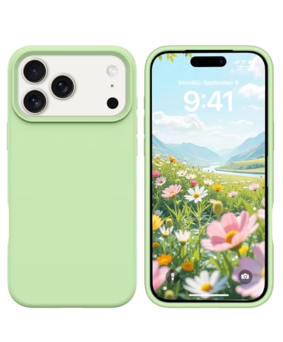 GUAGUA Compatible with iPhone 17 Pro Max Case 6.9 Inch Liquid Silicone Soft Rubber Slim Thin Microfiber Lining Cushion Texture Cover Shockproof Protective Phone Case for iPhone 17 Pro Max,Matcha Green - color: Matcha Green, size: iPhone 17 Pro Max