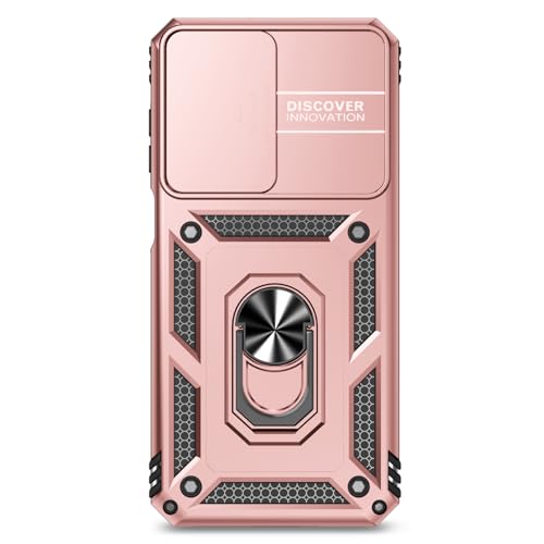 for Samsung Galaxy A17 / Galaxy A26 5G Case, with Slide Camera Cover HD Screen Protector [Military Grade Drop Tested] Ring Holder Kickstand Protective Phone Case for Samsung Galaxy A17, Rose Gold - color: Rose Gold w/ Slide Camera 2nd gen. Military Grade