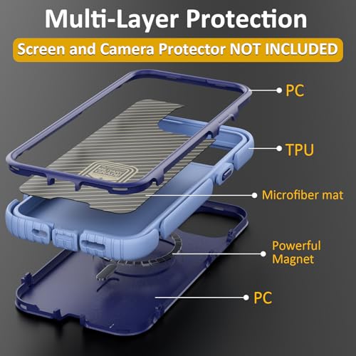 Follaroma Magnetic for iPhone 14 Plus Case, Heavy Duty Cases, Blue-Purple | Compatible with MagSafe, Heavy Duty Shockproof,Military-Grade Anti-Drop Protective,Dual Layer Magnetic Protection Phone Cover - color: Blue-Purple, size: iPhone 14 Plus 6.7''
