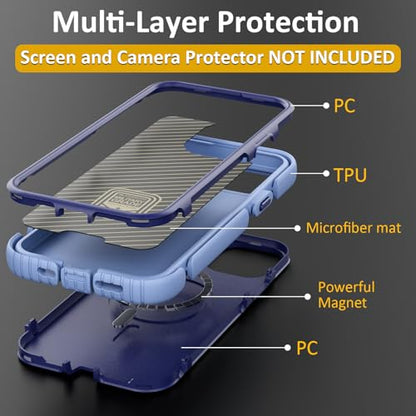 Follaroma for iPhone 13 Case, Heavy Duty Magnetic Cases, Blue-Purple,6.1" | Compatible with MagSafe, Heavy Duty Shock proof,Military-Grade Anti-Drop Protective,Dual Layer Magnetic Protection Phone Case - color: Blue-Purple