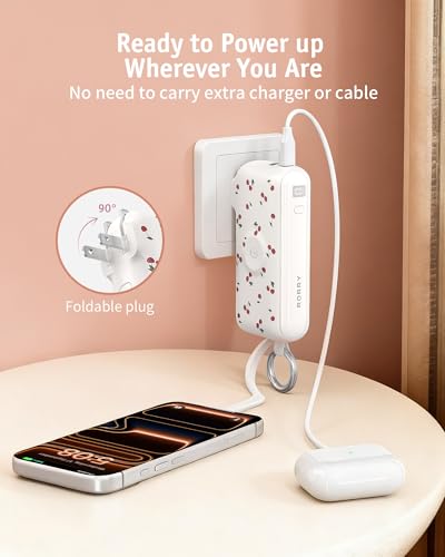 RORRY Flow Portable Charger 10000mAh 40W Wall Plug Power Bank Battery Pack - color: Cherry Print