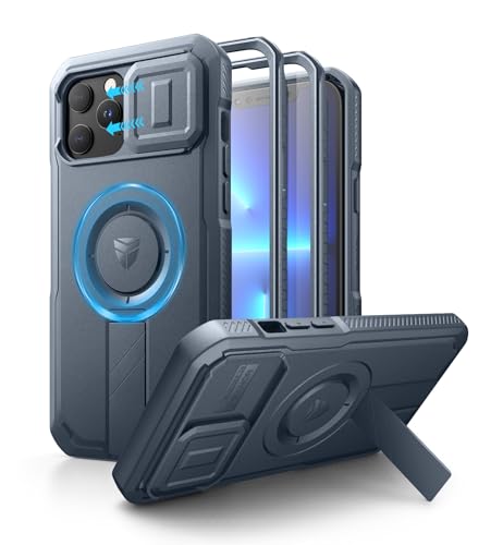Dexnor for iPhone 13 Pro Max/12 Pro Max Case with Slide Camera Cover & Adjustable Kickstand & Built-in Screen Protector, Magsafe Rugged Bumper Cases Heavy-Duty Magnetic Protective Cover,Navy Blue - color: Navy Blue, size: IPhone 13 Pro Max/12 Pro Max