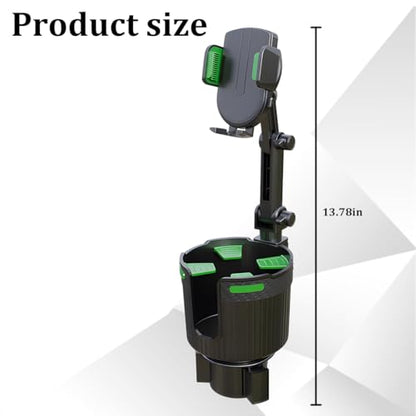 Adjustable Cup Holder Phone Mount 2-in-1 Vehicle Stand Green - color: Green