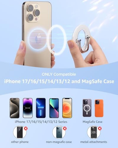 SUPERONE MagSafe Phone Grip, Magnetic Phone Ring Holder & Adjustable Stand - color: White