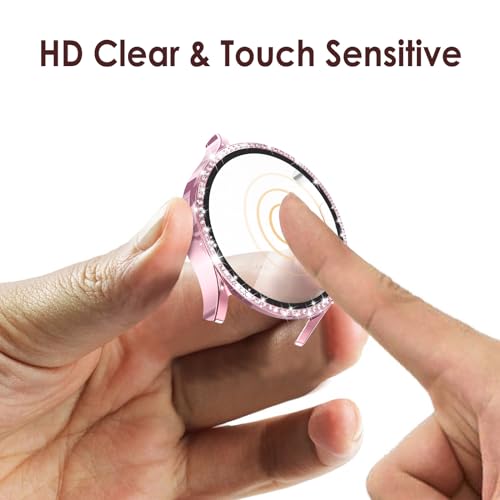 Simpeak 5-Pack Bling Screen Protector Case Compatible with Samsung Galaxy Watch 6 40mm 2023, HD Full Protection Bumper Case Cover Compatible with Galaxy Watch 6 40mm,Black,Silver,Gold,Blue,Rose Pink - size: 40mm