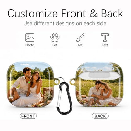 Custom Picture Case for AirPods 4 (2024), Personalized Photo Name Text Glossy Hard PC Cover for Air Pods 4th Generation, Protective Shell with Keychain Cleaning Pen, Customized Gift for Birthday Xmas - size: AirPods 4