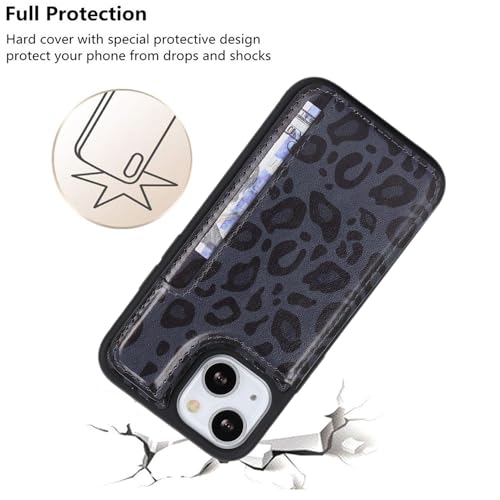 iCoverCase Compatible with iPhone 13 Mini Case with Card Holder, Wallet Phone Case for Women Men RFID Blocking PU Leather Protective Case 5.4 Inch (Black Leopard) - color: Black Leopard
