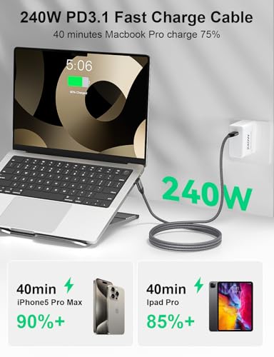 XAOSUN Right Angle USB C 3.2 Cable, 90 Degree USB C Video Cable, Grey 1.6FT - size: 1.6ft