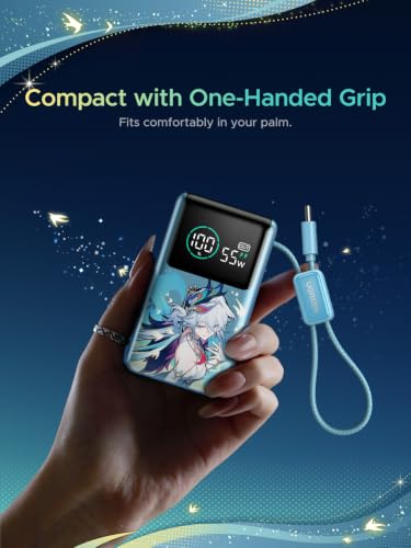 UGREEN x Honkai Star Rail 10000mAh 55W Built-in Cable Power Bank - color: Cyan