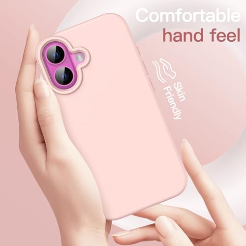 JETech Silicone Case for iPhone 16, Light Pink | Silky Soft Touch, Shockproof Protection, Scratch Resistant, Microfiber Lining - color: Light Pink, size: iPhone 16