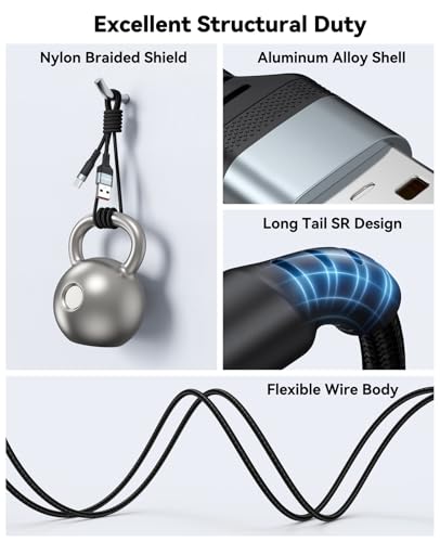 15ft USB C Cable Fast Charging 23W, Extra Long USB A to USB-C Charger Cord - size: 15 Feet