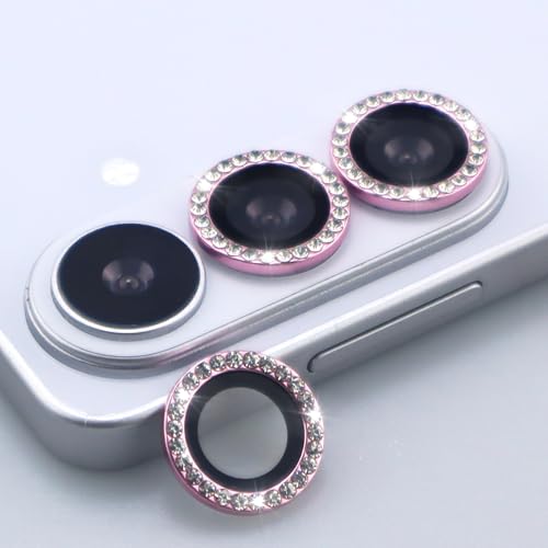 for Samsung Galaxy S26 / S26 Plus Camera Lens Protector, Bling Diamond Metal Ring Tempered Glass Lens Cover, Sparkly Rhinestone Accessories (Pink) - color: Pink
