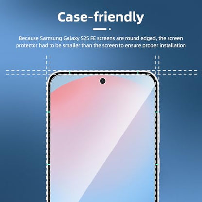 NEW'C 3 Pack Designed for Samsung Galaxy S25 FE Screen Protector,Tempered Glass,Case Friendly Scratch-proof, Bubble Free, Ultra Resistant - size: S25 FE 6.7 inches