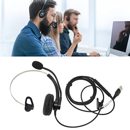 One Ear Wired Headset with Noise Cancelling for Crystal Clear HD Calls in Call Center Office (USB Interface) - size: USB-Schnittstelle