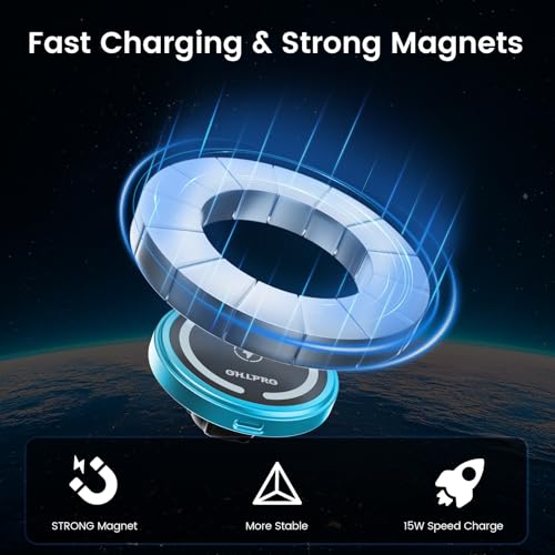 OHLPRO CD Slot Magsafe Car Mount Charger for iPhone 17 Wireless Car Charger - color: Blue