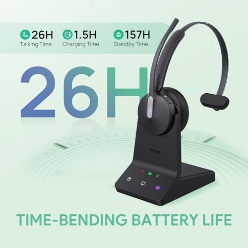 Yealink WH64 Mono DECT & Bluetooth Wireless Headset for Phone PC Cellphone - size: Mono