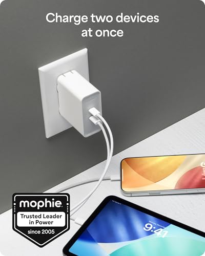 Mophie Speedport 100 GAN USB-C Charger Block - 100W Fast Wall Charger, 2× USB‑C PD Ports, Compact Foldable Prongs, Made with Recycled Materials, for Smartphones, Tablets, Headphones - style: 100W