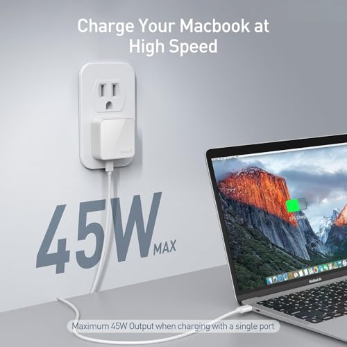 Nekmit Flat USB C Wall Charger, 47W Dual Ports USB C Charger Block, PPS Fast Charging Wall Plug for iPhone 17/17 Pro/17 Pro Max, Galaxy, MacBook Air, iPad, AirPods and More - color: White