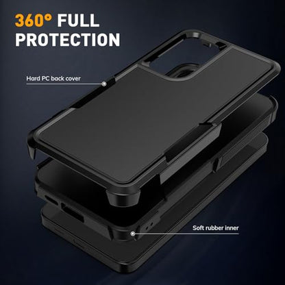 Vinve for Samsung Galaxy S25 FE Case with HD Screen Protector, Military-Grade Shockproof & Dual-Layer Protection, Anti-Slip Grip Design Phone Case, Black - color: Black
