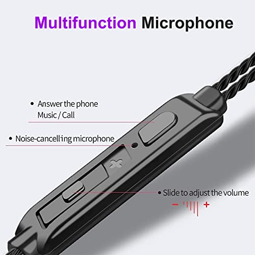 Wired Headphones with Microphone Pack of 6, in-ear Earbuds 3.5mm(Black) - color: Black