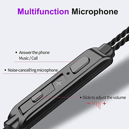 Wired Headphones with Microphone Pack of 6, in-ear Earbuds 3.5mm(Black) - color: Black
