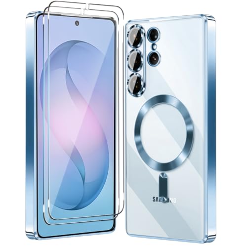 Magnetic Glossy Case for Samsung Galaxy S26 Ultra, S26 Ultra Phone Case Clear Luxury with Screen Protector X2 & Camera Protector [Compatible with MagSafe],Shockproof Cover for Samsung S 26 Ultra-Blue - color: Blue, size: Samsung Galaxy S26 Ultra