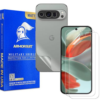 ArmorSuit 2+2 Pack Paper-Feel Texture Full Body Skin + Screen Protector for Google Pixel 9 Pro MilitaryShield Matte Film - Made in USA