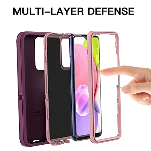 AICase for Galaxy A03S Case,Heavy Duty Drop Protection Full Body Rugged Shockproof/Dust Proof Military Protective Tough Durable Phone Cover for Samsung Galaxy A03S(US Version) - color: Night Purple/Pink