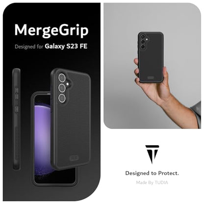 TUDIA MergeGrip Magsafe Compatible Phone Case for Samsung Galaxy S23 FE 2023 - Dual Layer, Shockproof, Military Grade, Non-Slip, Heavy Duty Protective Phone Case with Wireless Charging - Matte Black - color: Matte Black, size: Magnetic Galaxy S23 FE