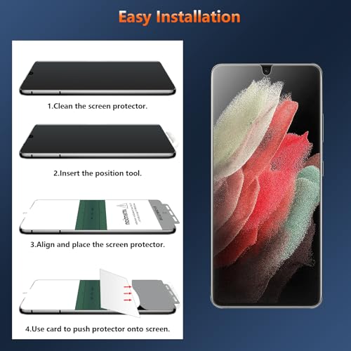 [2 Pack] 4 Way 360 °Matte TPU Privacy Screen Protector for Samsung Galaxy S21 Ultra (Not Glass), Fingerprint Sensor Compatible, Anti-Glare Full Adhesive Flexible Film - size: Galaxy S21 Ultra