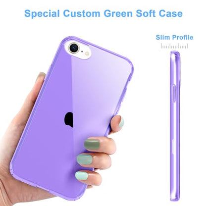 JJGoo Compatible with iPhone SE Case 2022/2020, Compatible with iPhone 7 8 Case Clear Soft Transparent Shockproof Protective Slim Thin Bumper Phone Cover, Purple - color: Purple