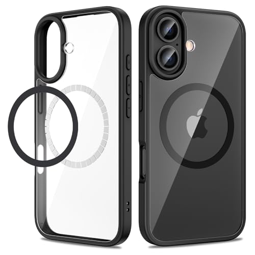 VEGO Case for iPhone 16 with Magnets, Compatible with MagSafe, Clear Slim Resist Scratches Bumper Drop Protection Transparent Cover for iPhone 16 - Black - color: Black, size: for iPhone 16