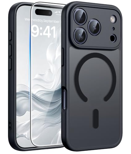 FNTCASE for iPhone 17 Pro-Max Case: Translucent Black Fit for MagSafe | Slim Matte Magnetic Shockproof Protective Cover With Screen Protector Full Camera Protection, 14FT Military Grade Drop Tested - color: Black, size: For Iphone 17 Pro Max