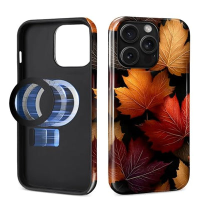 Magnetic Phone Case for iPhone 14 Pro,Compatible with MagSafe,Durable 2 Layers Full Covered Shockproof Protective Cover-Autumn Maple Leaves - color: Autumn Maple Leaves, size: iPhone 14 Pro
