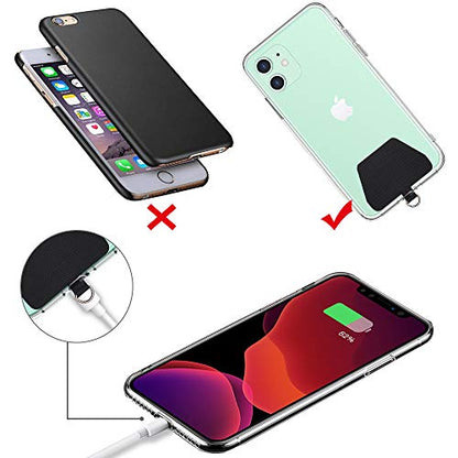 SHANSHUI Phone Tether Tab, 4X Durable Patches for Phone Lanyard Compatible for All Most Smartphones Full Coverage Cases - color: 4x Black
