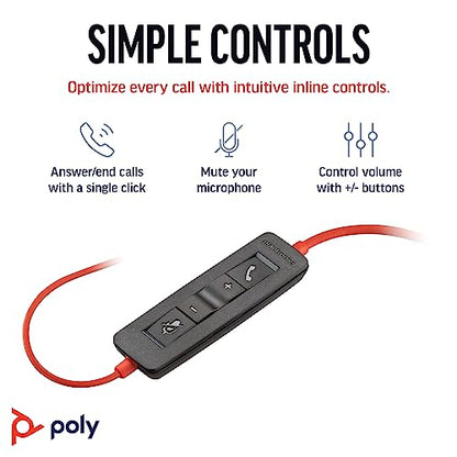 Poly Blackwire 3210 Wired Headset, Noise-Canceling Mic, Single-Ear Design, Connect to PC/Mac via USB-C or USB-A, Works with Teams & Zoom, Amazon Exclusive (9P7X7AA)