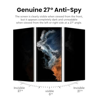 For Samsung Galaxy S21 Ultra [Upgraded 27°] Privacy Screen Protector [2 PACK][Fast Fingerprint ID Unlock][Anti-Spy PET Film][Easy Installation with Alignment Jig] [Scratch Self-Healing] - size: Galaxy S21 Ultra