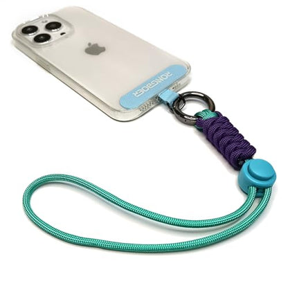 Adjustable Phone Wrist Strap for Women, Woven Bracelet for Keys - color: Cyan Purple