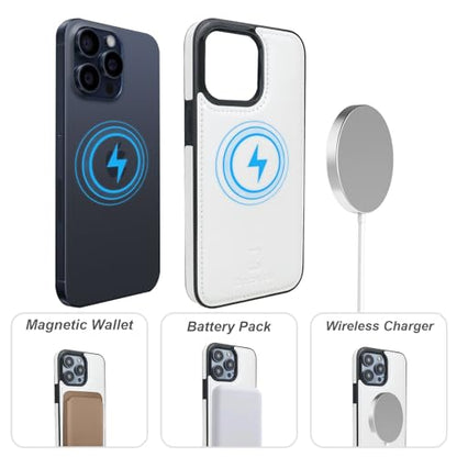 Bocasal for MagSafe Wallet Case Card Holder for iPhone 15 Pro Max White - color: White for MagSafe