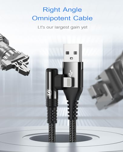 Right Angle i Phone Charger Cable 2-Pack, 10FT, [Apple MFi Certified] Ligtning Cable Fast Charging Nylon Braided Compatible with i Phone 14/13/12/11 Pro Max/XS MAX/XR/XS/X/8/7/Plus/6S/6/SE/5S/i Pad - color: Black, size: 10ft+10ft