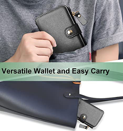 M-Plateau Small Wallet for Women Large Capacity with ID Window | Phone Wallet with Adhesive Card Holder for Phone Case (Compatible with Most Smartphones) (Black) - color: Black