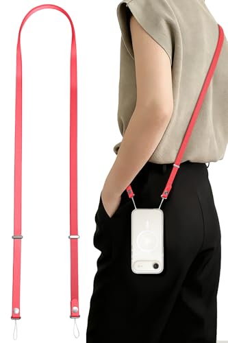 Crossbody Strap Compatible with iPhone 17/Air/Pro/Pro Max Phone Cases & Other Devices with Dual Lanyard Holes (Bright Guava) - color: Bright Guava