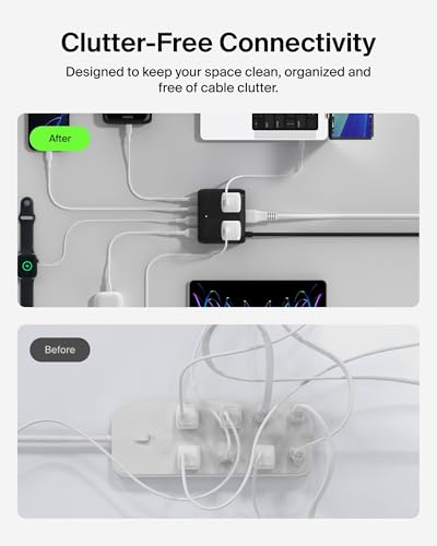 Belkin 70W GaN 7 in 1 Charging Station, 3X AC, 2X USB A, & 2X USB C Ports - style: 70W, 3 AC Outlet