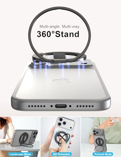 EWA MagOne Gen 3.5 [Compatible with MagSafe] Phone Grip Stand with Finger Strap, Removable Magnetic Ring Holder Kickstand Loop for iPhone 17,16,15,14,13,12 Series (Black) - color: Black