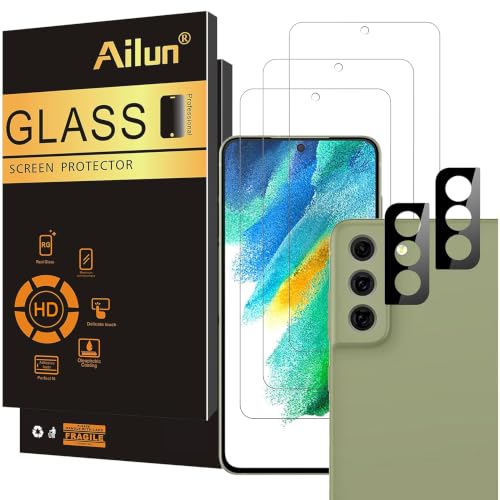 Ailun Glass Screen Protector for Galaxy S21fe 3Pack + 2Pack Camera Lens Tempered Glass Fingerprint Unlock Compatible 0.33mm Ultra Clear Anti-Scratch Case Friendly | Tempered Glass, Fingerprint Unlock Compatible, 0.33mm Ultra Clear, Anti-Scratch, Case Frie