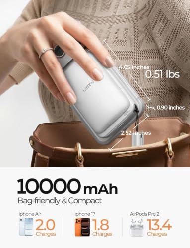 LISEN Magnetic Portable Charger Power Bank for iPhone 10000mAh - color: Ceramic White