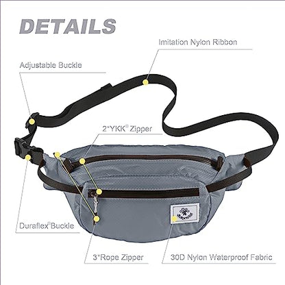 4Monster Hiking Waist Packs Portable,Water Resistant Fanny Bag with Adjustable Strap,Lightweight Crossbody Chest Bag Slim Bag - color: Silver