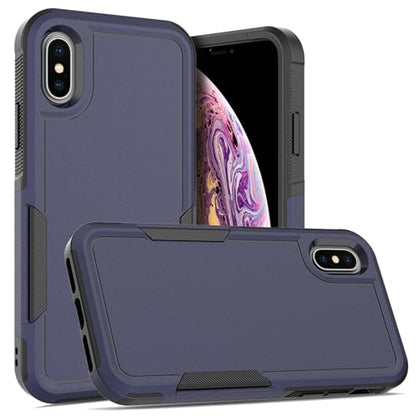 for iPhone X/iPhone Xs Case: Dual Layer Protective Heavy Duty Cell Phone Case Shockproof Rugged Bumper Tough with Screen Protector - Military Grade Drop Tested for Appple iPhone X/iPhone Xs, Blue - color: Navy Blue (PC) + Black (TPU)